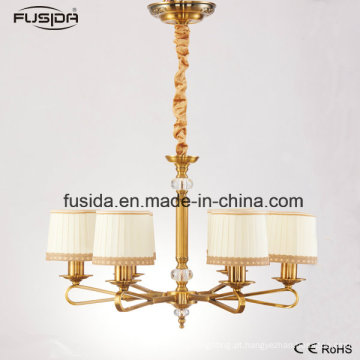 Novo Design Antique Tecido Moderno Cobre Cristal Lustre Pingente Iluminação